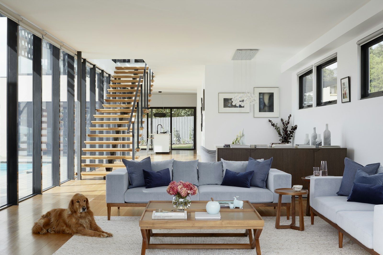 Floor-to-ceiling window installation in a living room