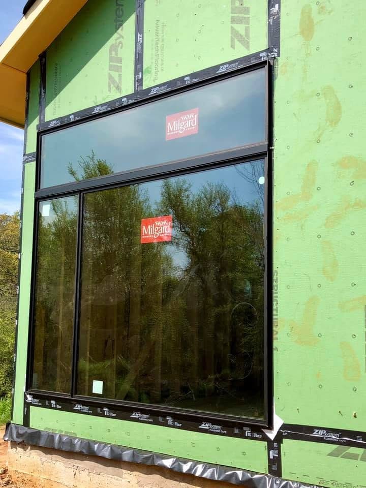 New window installed and sealed on a home build
